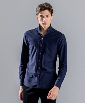  ツイルネルジャージー　ウイングカラーシャツ