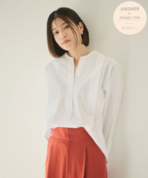  【ANSWER for 骨格ストレート】タックデザインスキッパーネックシャツ