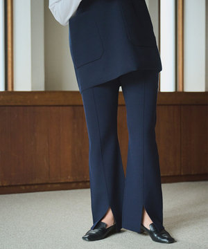 【洗える】セミフレアニットパンツ