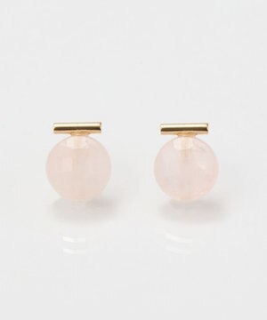  【金属アレルギー対応】パワーストーンバーピアス　ローズクォーツ/天然石