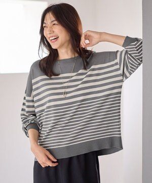  【洗濯機可】ボーダーニット