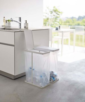  スリム蓋付き分別ゴミ袋ホルダー タワー 45L 2個組 ホワイト