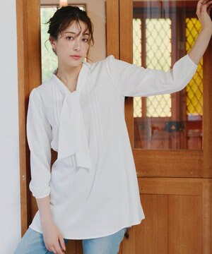  【洗える】ボウタイチュニック