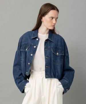  【ReNAVE・洗える/中綿】ライトデニム ブルゾン