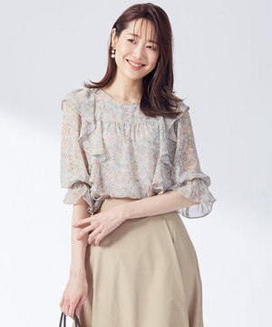 【WEB限定カラーあり/洗える】フリルディテール ブラウス