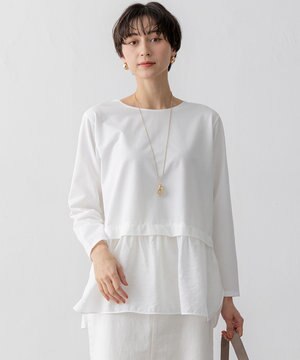  【洗える】シアータフタ コンビ カットソー