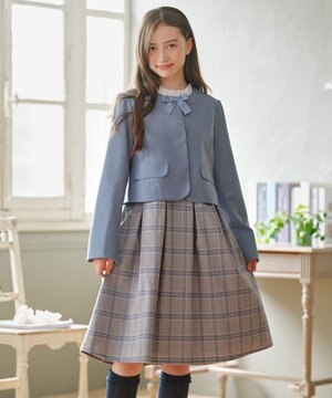 【150-170㎝】 チェックワンピース&T/Rジャケットセット