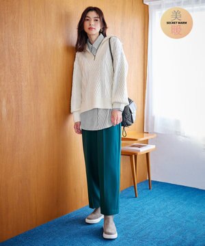  【ウエストゴム/リントラク加工/裏起毛/ストレッチ】シークレットウォーム　ワイドパンツ