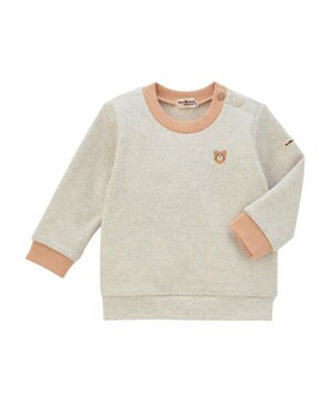  【70-120cm】【Everyday Series】ワンポイント くすみカラー裏毛パイルトレーナー