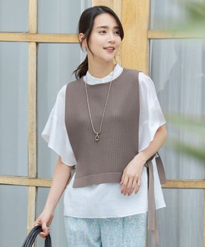  【洗える】リブストレッチ ベスト