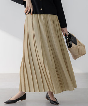 【洗える】シアーコンビ プリーツ スカート