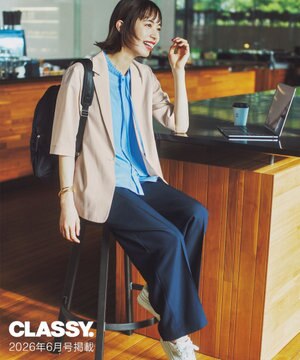  【CLASSY.掲載・WEB限定カラーあり】FluidBackSatin ワイドパンツ