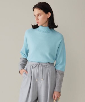  【洗える】セミウーステッドウールタートルネック ニット