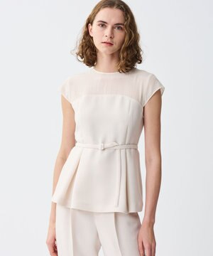 ウォッシャブルダブルクロス ビスチェブラウス(フレンチスリーブ)