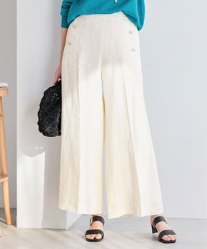  【XSサイズ～】ブライトリネンオックス ワイドパンツ