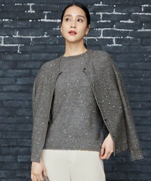  【アンサンブル対応・洗える】スパンコールニット カーディガン