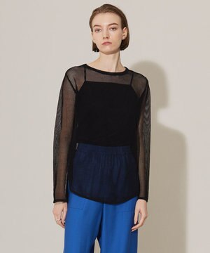  【洗える】 ドライメッシュ ニットトップス