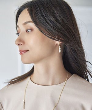  【WEB限定】ストーンリングパールピアス(両耳用)