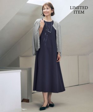  【WEB限定・洗える】シアーカーデ×ジャージードレス セット