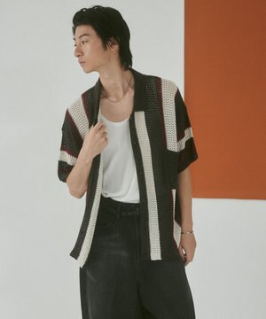  メッシュストライプニットカーディガン（SS）