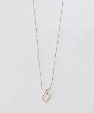  【金属アレルギー対応】グリマースクエアビジューネックレス/ニッケルフリー ゴールド