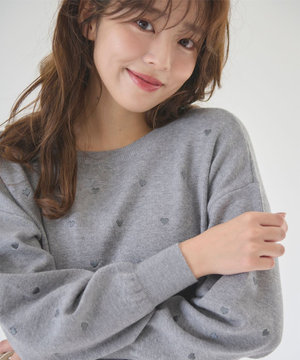 【洗える】2WAY ハート刺繍 パールボタンカーディガン