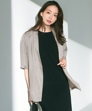 【接触冷感性/洗える】フィブリルツイル ハーフスリーブ ジャケット