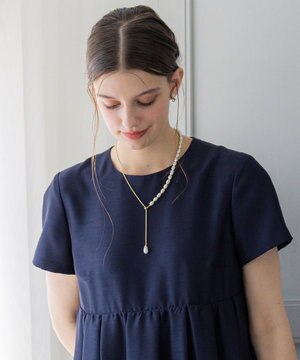 【APPLAUDIR】ガラスパール チェーンコンビ ネックレス