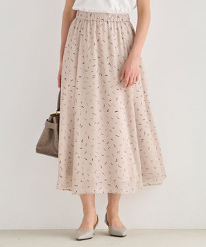 【XSサイズ~/洗える】ドローイングタッチプリント ギャザースカート