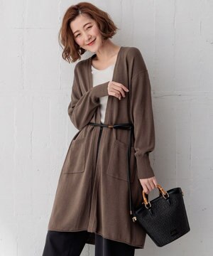  【洗える】リネンシルクブレンド カーディガン