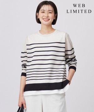  【WEB限定・洗える】Vis/Peスパーク シアー ボーダー ニット