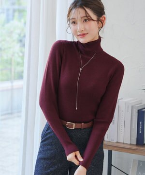  【新色追加・洗える】リブタートルニット