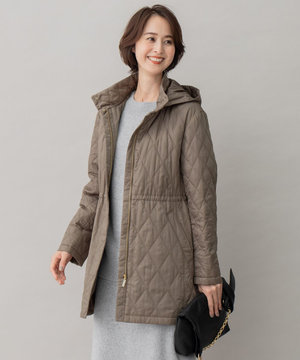  【洗える】ブライトキルト フード付きコート