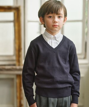 【140-170cm】Vネック プルオーバー ニット