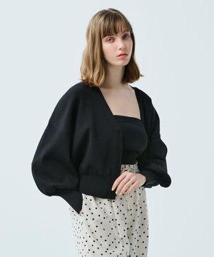 【UVカット・接触冷感】【uncrave WHITE】スムース ニット ボリューム袖 カーディガン