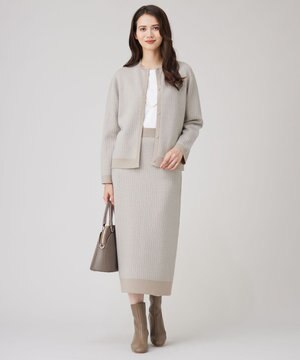  【洗える】リバーシブルニット セットアップ(カーディガン×タイトスカート)