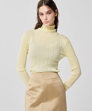 シアーニット タートルネック トップス（uncrave WHITE）