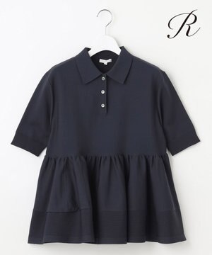  【R(アール)】フォルムニット ペプラム ポロシャツ