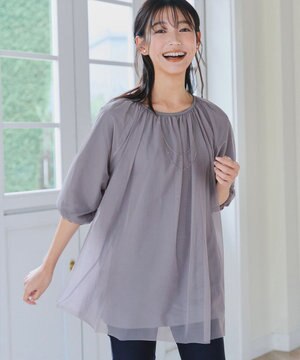  【洗える】チュールボリュームチュニック