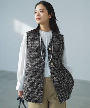 【VERY掲載】GIOLICAツイード フォルム ジレ