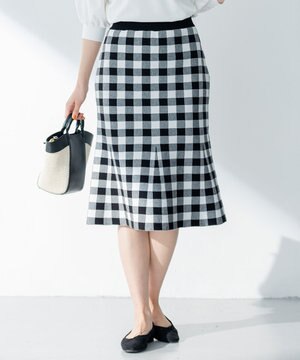 【洗える】コットンダブルジャガードニット スカート