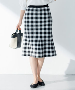 【洗える】コットンダブルジャガードニット スカート