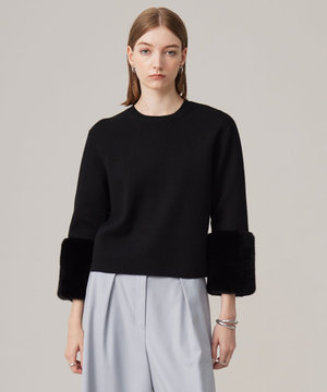  ウールブレンドスムース デザインニット