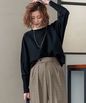  【洗える/ご好評につきカラー追加】ヴィスコースストレッチ ドルマン ニット