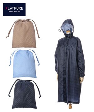  FLAT PURE サイクル レインコート ドット 自転車 収納袋付き