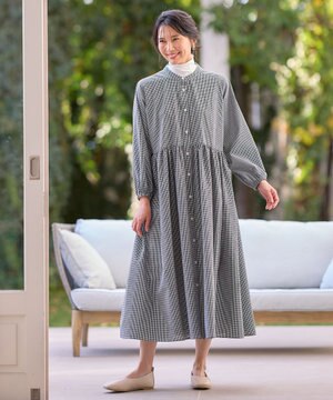 【ペチコート付】ギャザーシャツワンピース