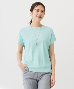 【洗える】レーヨンエリートストレッチ フレンチスリーブ ニット