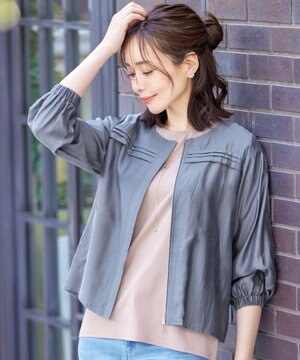  【洗える】 シアーピンタックブルゾン