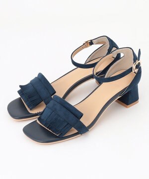 フリンジチャンキーヒールサンダル