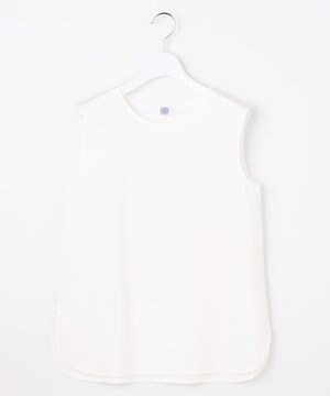  コットンスムース ノースリーブ シャツテール カットソー